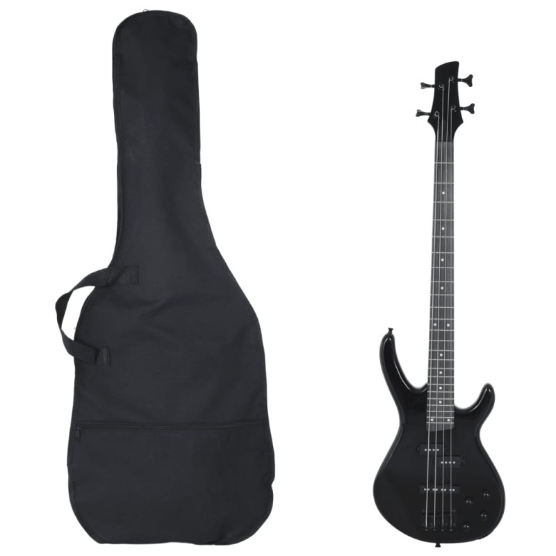 E-Bass für Anfänger mit Tasche Schwarz 4/4 46"