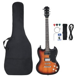 E-Gitarre für Anfänger mit Tasche Braun und Schwarz 4/4 39"