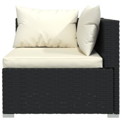 6-tlg. Garten-Lounge-Set mit Kissen Poly Rattan Schwarz