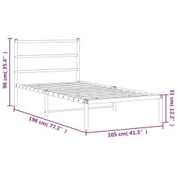 Bettgestell mit Kopfteil Metall Weiß 100x190 cm