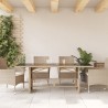 Gartentisch mit Glasplatte Beige 190x80x74 cm Poly Rattan