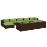 10-tlg. Garten-Lounge-Set mit Kissen Braun Poly Rattan