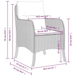 Gartenstühle mit Kissen 2 Stk. Hellgrau Poly Rattan