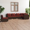 6-tlg. Garten-Lounge-Set mit Auflagen Poly Rattan Braun