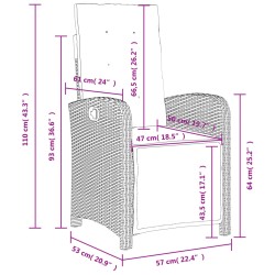 Gartensessel mit Fußteil Verstellbar Schwarz Poly Rattan