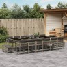 17-tlg. Garten-Essgruppe mit Kissen Grau Poly Rattan