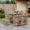 9-tlg. Garten-Essgruppe mit Kissen Beigemischung Poly Rattan