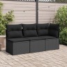 Gartensessel ohne Armlehnen mit Kissen Schwarz Poly Rattan