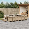 17-tlg. Garten-Essgruppe mit Kissen Beige Poly Rattan