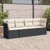 4-tlg. Garten-Sofagarnitur mit Kissen Schwarz Poly Rattan