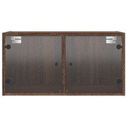 Wandschrank mit Glastüren Braun Eichen-Optik 68,5x37x35 cm