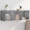 Wandschrank mit Glastüren Betongrau 102x37x35 cm