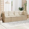 4-tlg. Garten-Sofagarnitur mit Kissen Beige Poly Rattan