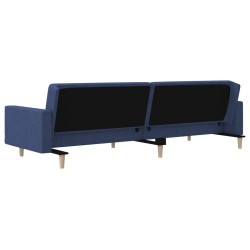 Schlafsofa 2-Sitzer mit 2 Kissen Blau Stoff