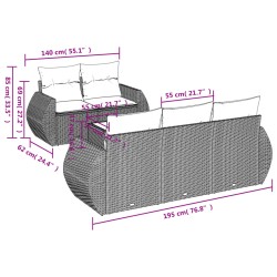 6-tlg. Garten-Sofagarnitur mit Kissen Schwarz Poly Rattan