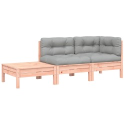 Gartensofa mit Kissen und Fußhocker Massivholz Douglasie