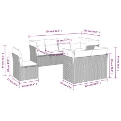 8-tlg. Garten-Sofagarnitur mit Kissen Braun Poly Rattan