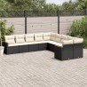 10-tlg. Garten-Sofagarnitur mit Kissen Schwarz Poly Rattan