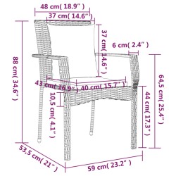 7-tlg. Garten-Essgruppe mit Kissen Schwarz Poly Rattan