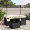 5-tlg. Garten-Sofagarnitur mit Kissen Schwarz Poly Rattan