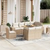 9-tlg. Garten-Sofagarnitur mit Kissen Beige Poly Rattan