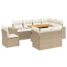 9-tlg. Garten-Sofagarnitur mit Kissen Beige Poly Rattan