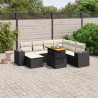 8-tlg. Garten-Sofagarnitur mit Kissen Schwarz Poly Rattan