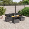 6-tlg. Garten-Sofagarnitur mit Kissen Schwarz Poly Rattan