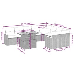 10-tlg. Garten-Sofagarnitur mit Kissen Schwarz Poly Rattan