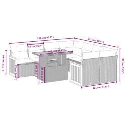 9-tlg. Garten-Sofagarnitur mit Kissen Schwarz Poly Rattan