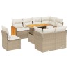 9-tlg. Garten-Sofagarnitur mit Kissen Beige Poly Rattan