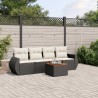 5-tlg. Garten-Sofagarnitur mit Kissen Schwarz Poly Rattan