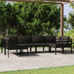 6-tlg. Garten-Lounge-Set mit Kissen Aluminium Anthrazit