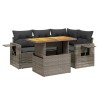 5-tlg. Garten-Sofagarnitur mit Kissen Grau Poly Rattan