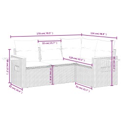 4-tlg. Garten-Sofagarnitur mit Kissen Schwarz Poly Rattan