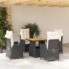 5-tlg. Garten-Essgruppe mit Kissen Schwarz Poly Rattan