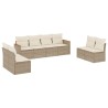 8-tlg. Garten-Sofagarnitur mit Kissen Beige Poly Rattan