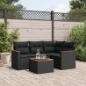 5-tlg. Garten-Sofagarnitur mit Kissen Schwarz Poly Rattan