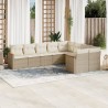 9-tlg. Garten-Sofagarnitur mit Kissen Beige Poly Rattan