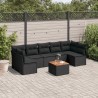 8-tlg. Garten-Sofagarnitur mit Kissen Schwarz Poly Rattan