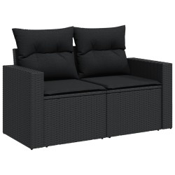 13-tlg. Garten-Sofagarnitur mit Kissen Schwarz Poly Rattan