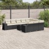 11-tlg. Garten-Sofagarnitur mit Kissen Schwarz Poly Rattan