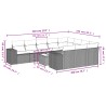 11-tlg. Garten-Sofagarnitur mit Kissen Schwarz Poly Rattan