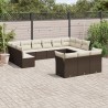 13-tlg. Garten-Sofagarnitur mit Kissen Braun Poly Rattan