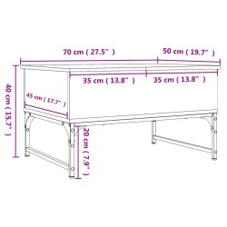 Couchtisch Braun Eichen-Optik 70x50x40 cm Holzwerkstoff Metall