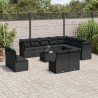 13-tlg. Garten-Sofagarnitur mit Kissen Schwarz Poly Rattan