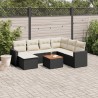 8-tlg. Garten-Sofagarnitur mit Kissen Schwarz Poly Rattan