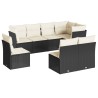 8-tlg. Garten-Sofagarnitur mit Kissen Schwarz Poly Rattan