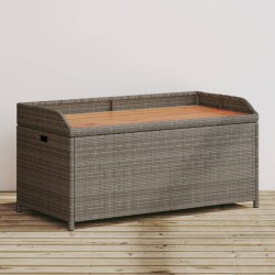 Bank mit Stauraum Grau 100x50x52 cm Poly Rattan Akazienholz