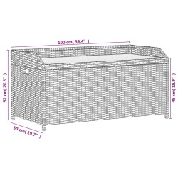 Bank mit Stauraum Grau 100x50x52 cm Poly Rattan Akazienholz